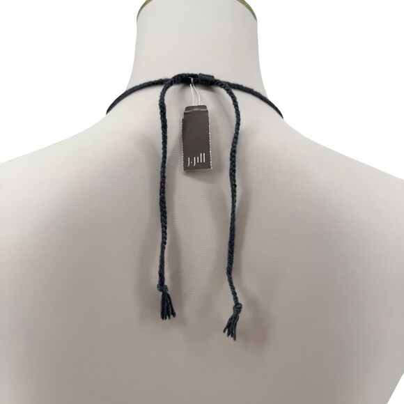 J. Jill Shell Necklace Abalone Sculpted Pendant Tassel Braided Adjustable 30" - Picture 8 of 9